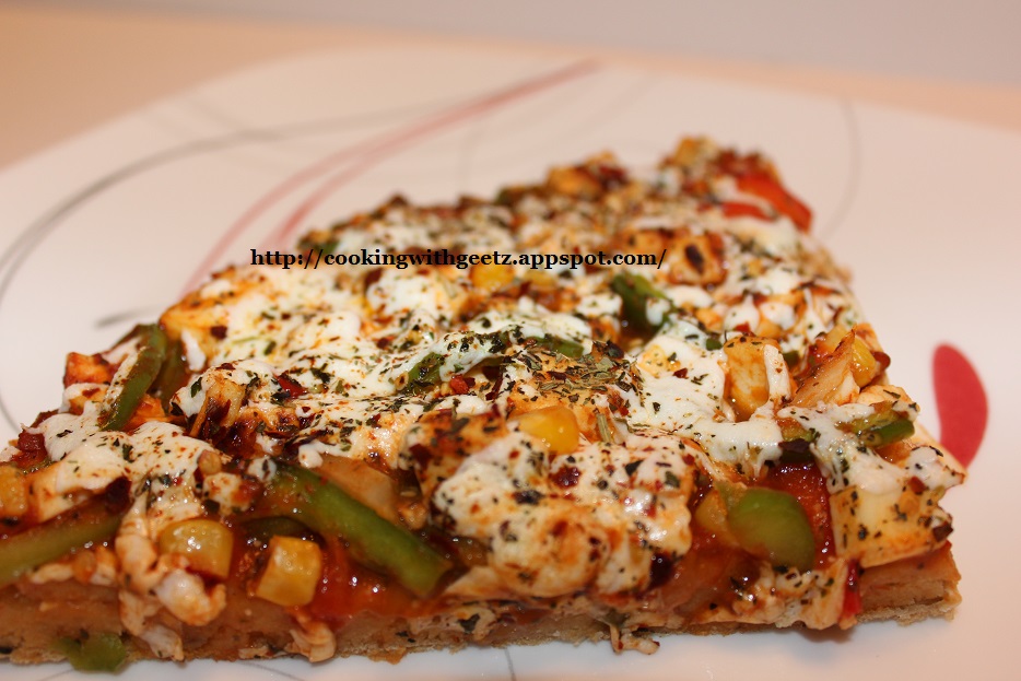 Chilly Paneer Pizza Pepper And Cottage Cheese Pizza